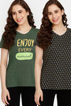 Rosaline Rural Charm Knit Cotton Top (Pack of 2) - Black Green — thumbnail 1